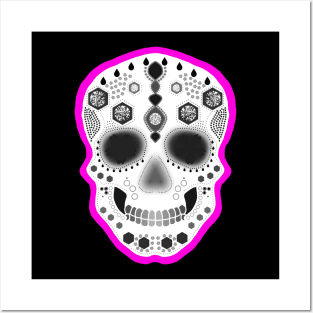 Bright Pink Sugar Skull Posters and Art